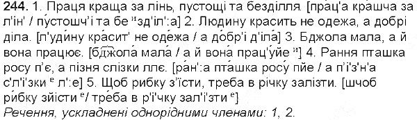 Вправа 244 українська мова 5 клас Глазова 2013