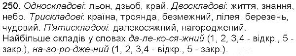 Вправа 250 українська мова 5 клас Глазова 2013