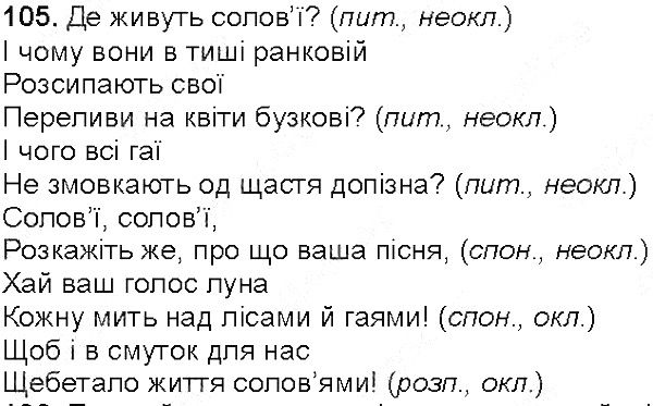 Вправа 105 українська мова 5 клас Глазова 2013