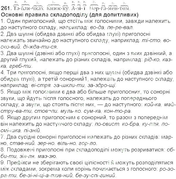 Вправа 261 українська мова 5 клас Єрмоленко Сичова 2013