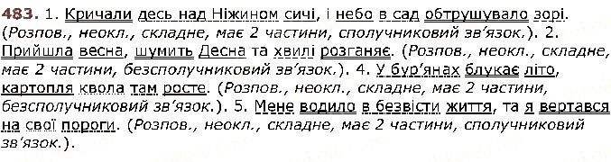 Вправа 483 українська мова 5 клас Заболотний 2018