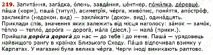 Вправа 219 українська мова 5 клас Глазова 2018