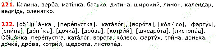 Вправа 221-222 українська мова 5 клас Глазова 2018