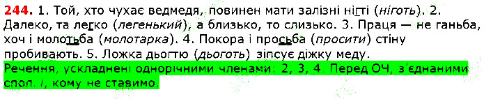 Вправа 244 українська мова 5 клас Глазова 2018