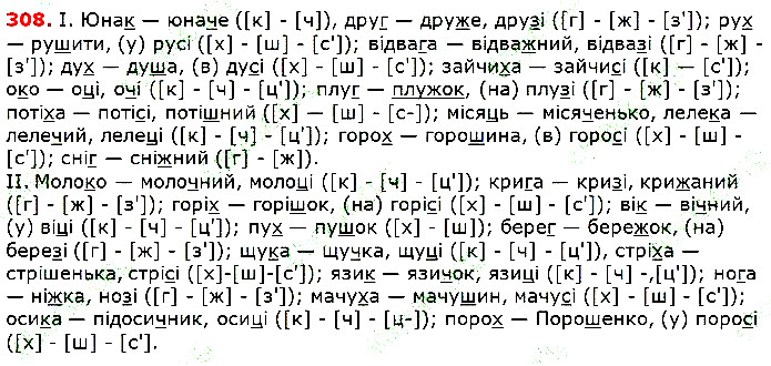 Вправа 308 українська мова 5 клас Глазова 2018