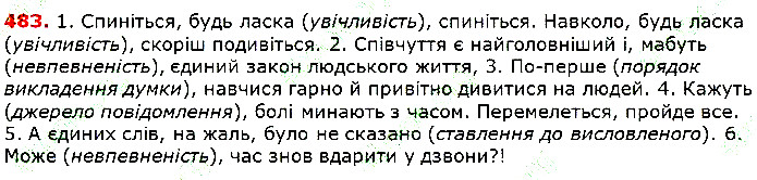 Вправа 483 українська мова 5 клас Глазова 2018