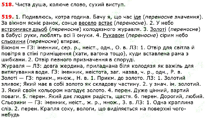 Вправа 518-519 українська мова 5 клас Глазова 2018