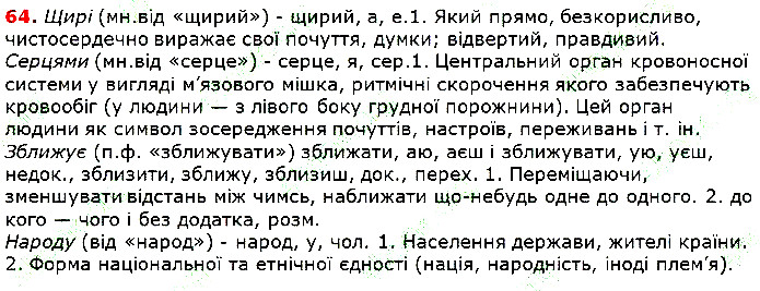 Вправа 64 українська мова 5 клас Глазова 2018