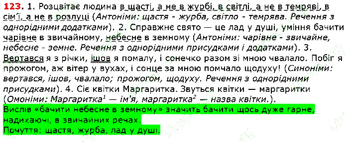 Вправа 123 українська мова 5 клас Глазова 2018