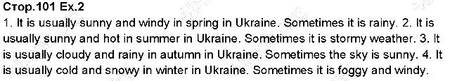 Сторінка 101 Вправа 2 англійська мова 5 клас Несвіт 2013