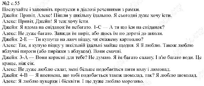 Сторінка 55 Вправа 2 англійська мова 5 клас Несвіт 2013