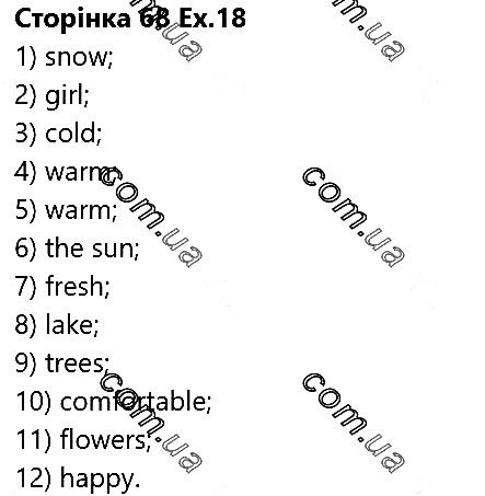 Сторінка 68 Вправа 18 англійська мова 5 клас Несвіт 2018