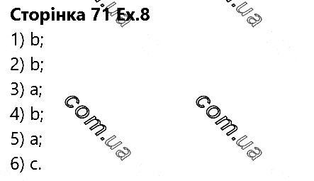 Сторінка 71 Вправа 8 англійська мова 5 клас Несвіт 2018