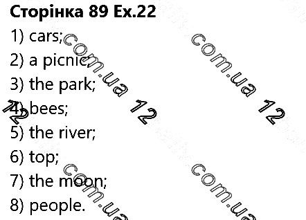 Сторінка 89 Вправа 22 англійська мова 5 клас Несвіт 2018