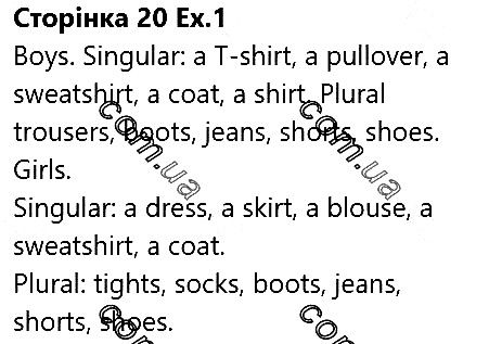 Сторінка 20 Вправа 1 англійська мова 5 клас Несвіт 2018