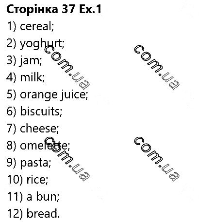 Сторінка 37 Вправа 1 англійська мова 5 клас Несвіт 2018