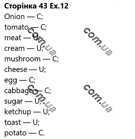 Сторінка 43 Вправа 12 англійська мова 5 клас Несвіт 2018