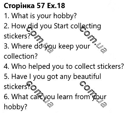 Сторінка 57 Вправа 18 англійська мова 5 клас Несвіт 2018