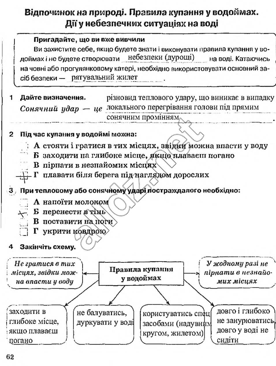 Сторінка 62 основи здоров'я 5 клас Тагліна 2013