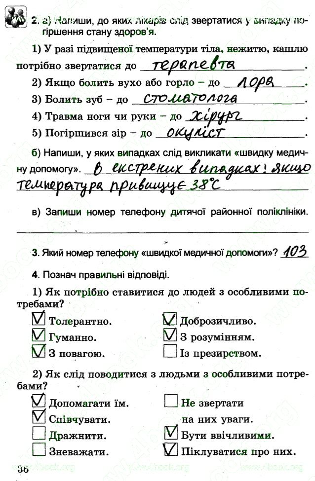 Сторінка 36 основи здоров'я 4 клас Гнатюк 2015
