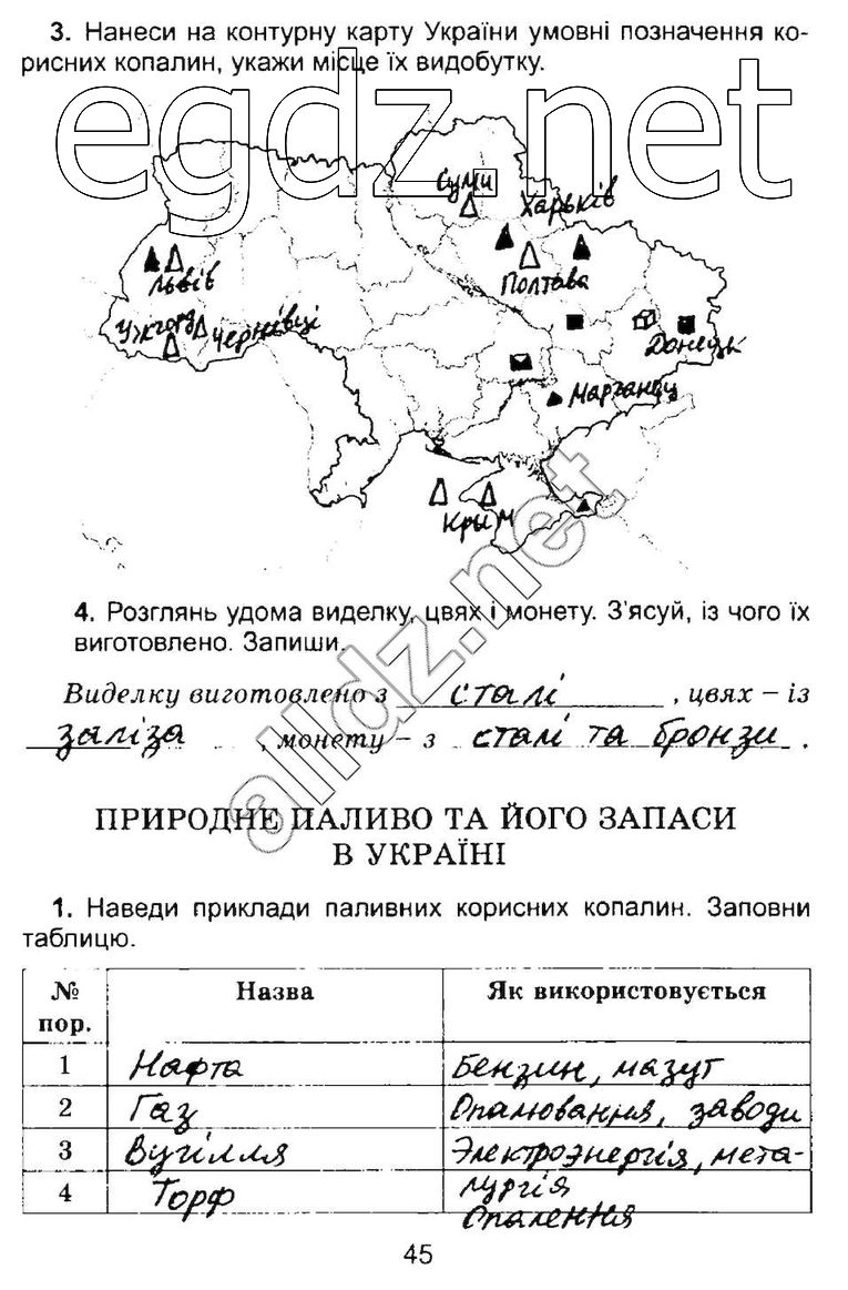 Сторінка 45 природознавство 4 клас Гільберг 2015