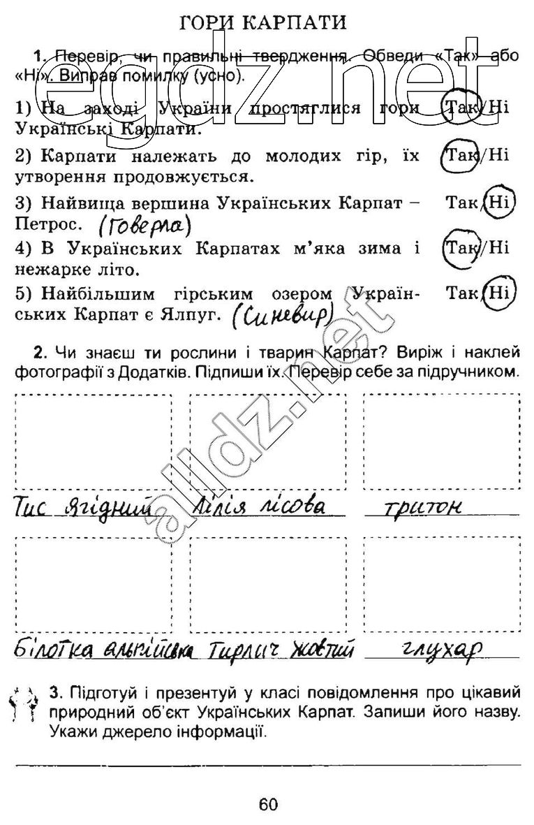Сторінка 60 природознавство 4 клас Гільберг 2015