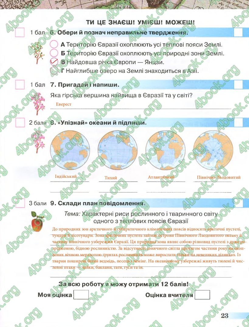 Сторінка 23 природознавство 4 клас Грущинська 2015