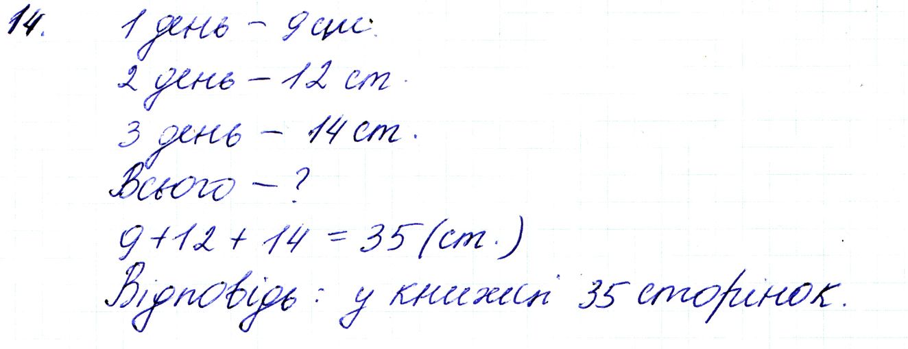 Вправа 14 Частина 1 Математика 3 клас Оляницька 2020