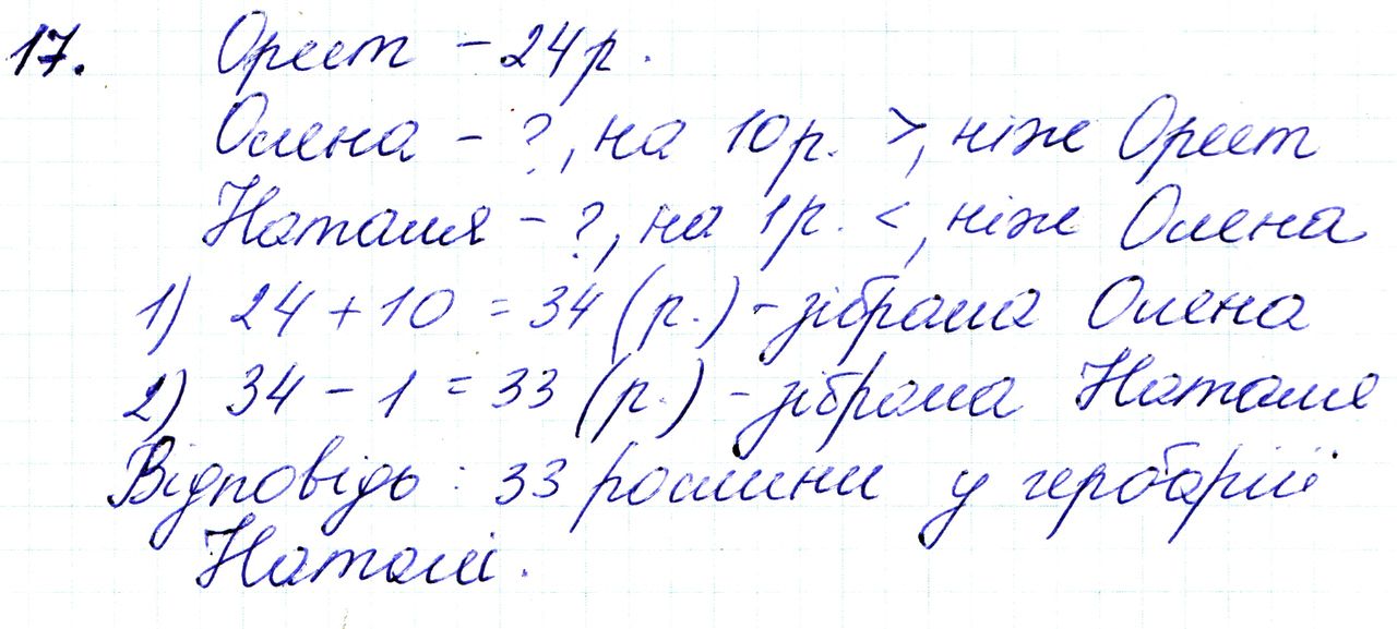 Вправа 17 Частина 1 Математика 3 клас Оляницька 2020