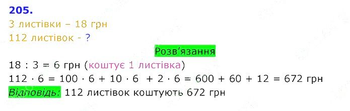 Вправа 205 Частина 2 Математика 3 клас Оляницька 2020