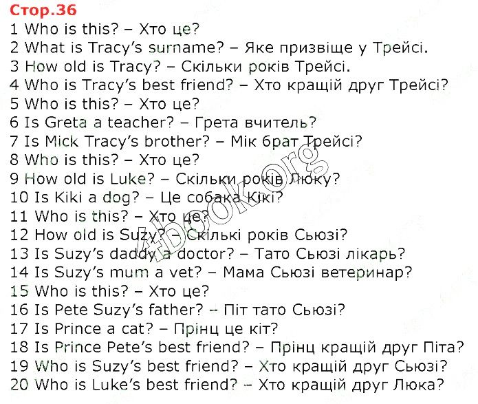 Сторінка 36 англійська мова 2 клас Карпюк НУШ 2019