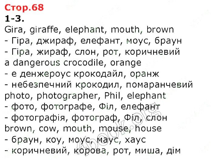 Сторінка 68 (1-3) англійська мова 2 клас Карпюк НУШ 2019