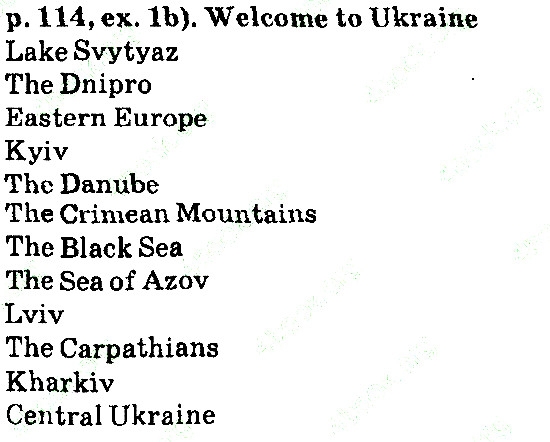 Сторінка 114 вправа 1b англійська мова 6 клас Калініна 2014