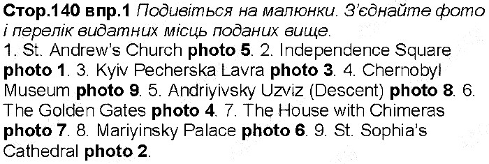 Сторінка 140 вправа 1 англійська мова 6 клас Несвіт 2014