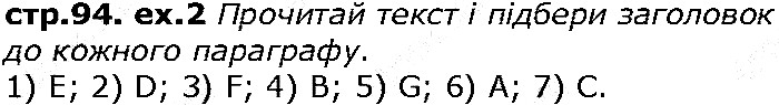 Сторінка 94  вправа 2 англійська мова 6 клас Карпюк 2014