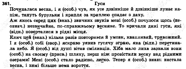Вправа 361 українська мова 6 клас Ворон 2014