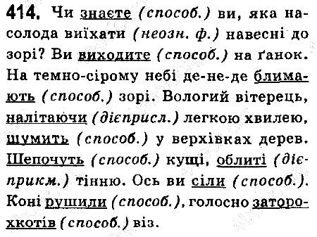 Вправа 414 українська мова 6 клас Ворон 2014