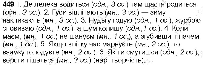 Вправа 449 українська мова 6 клас Ворон 2014
