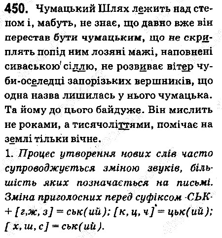 Вправа 450 українська мова 6 клас Ворон 2014
