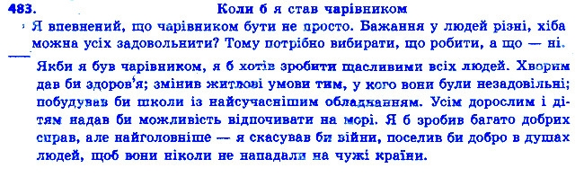 Вправа 483 українська мова 6 клас Ворон 2014