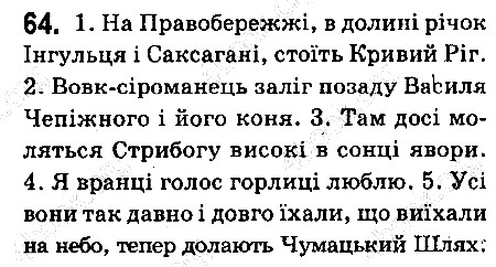 Вправа 64 українська мова 6 клас Ворон 2014