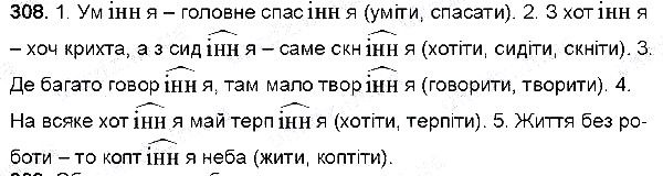 Вправа 308 українська мова 6 клас Глазова 2014