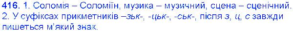 Вправа 416 українська мова 6 клас Єрмоленко 2014