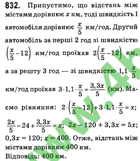 Вправа 832 алгебра 7 клас Кравчук 2015