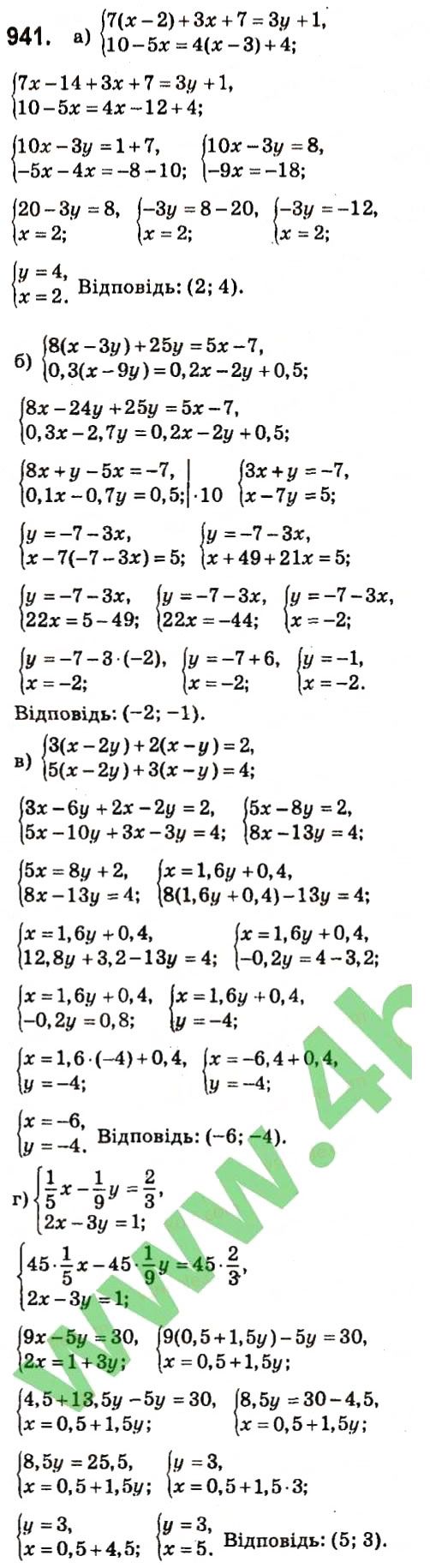 Вправа 941 алгебра 7 клас Кравчук 2015 - Екстра ГДЗ