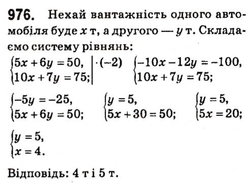 Вправа 976 алгебра 7 клас Кравчук 2015