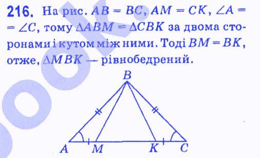 Вправа 216 геометрія 7 клас Мерзляк Полонський Якір 2015