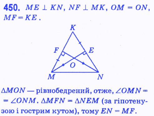 Вправа 450 геометрія 7 клас Мерзляк Полонський Якір 2015