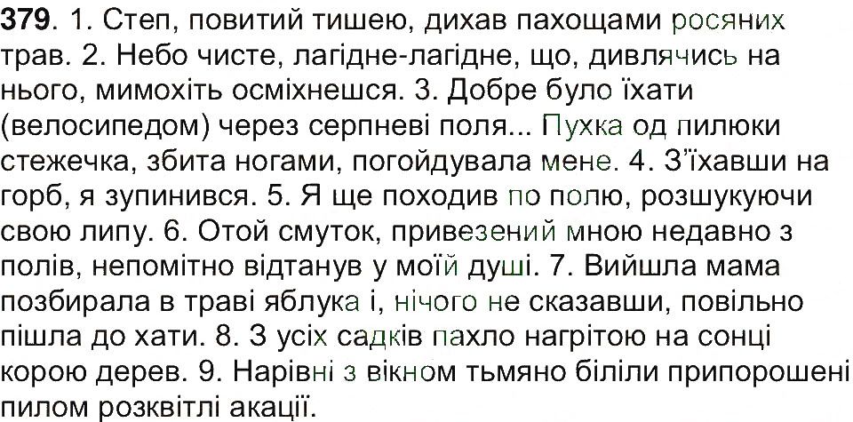 Вправа 379 українська мова 7 клас Ющук 2015
