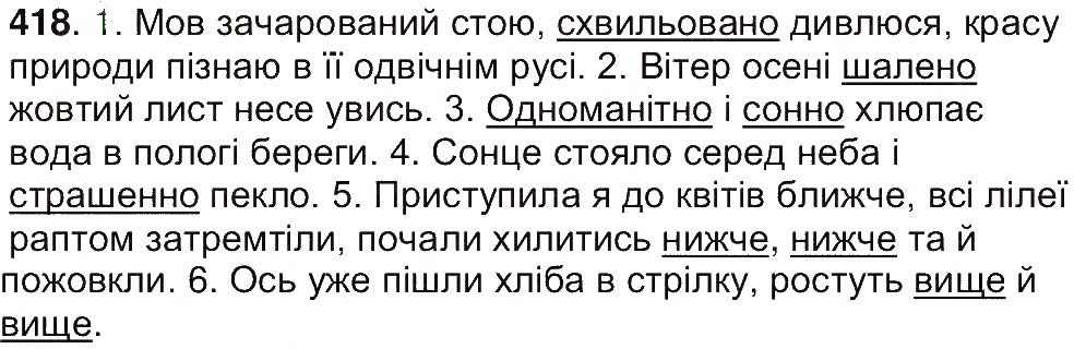 Вправа 418 українська мова 7 клас Ющук 2015